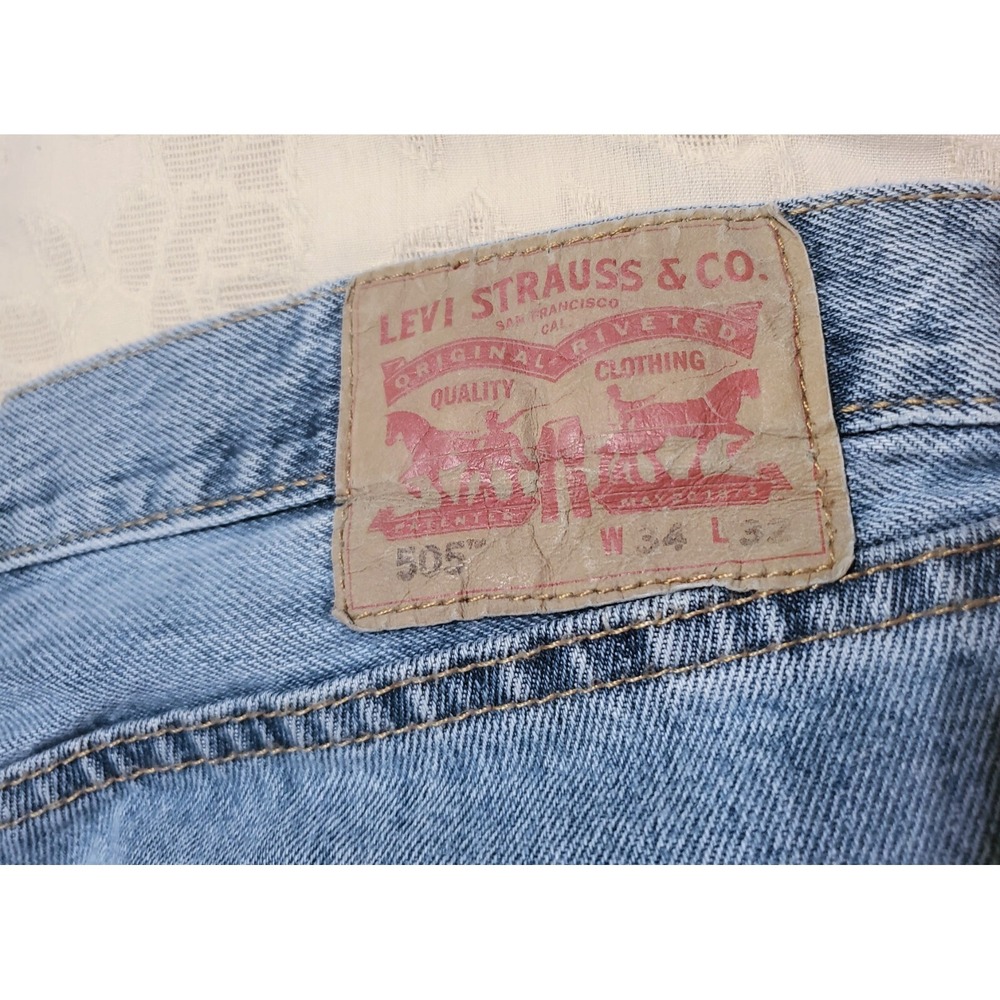 Vtg Levi's 505 Jeans Men's 34x32 Straight Retro Denim History Printed Pocket Tag - Picture 11 of 14